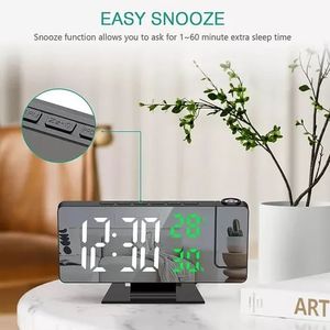 Reloj Despertador De Proyección Digital Led Con Espejo
