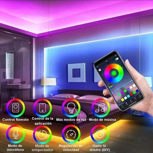 Tira De Luz Led Rgb De Neón Flexible Bluetooth De 5m