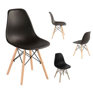 Set 4 Sillas Modernas Para Comedor Hogar Patas En Madera Negra