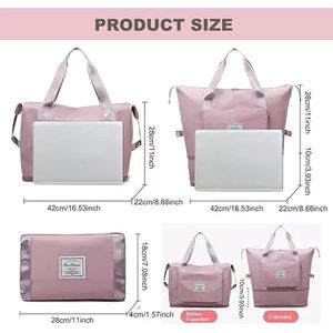 Bolsa De Viaje Plegable Expandible Repelente Al Agua Seca Rosa