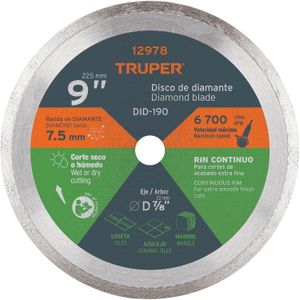 Disco rin continuo acabado fino 9" Truper DID-190