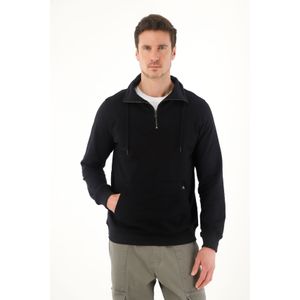 Buzo cerrado en burda perchada negro para hombre