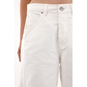 Jean Horseshoe de tiro bajo en denim crudo para mujer