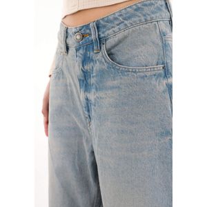 Jean Horseshoe de tiro bajo azul para mujer