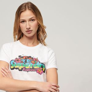 Camiseta Manga Corta Para Mujer Cali Sticker Fitted Tee Superdry