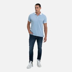 Polo Manga Corta Color Azul Chambray Para Hombre