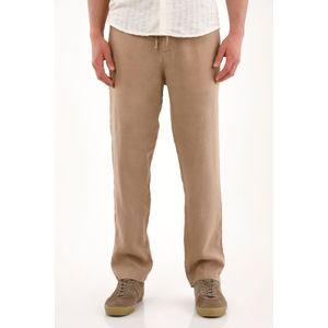 Pantalón chino en 100% lino café para hombre