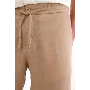 Pantalón chino en 100% lino café para hombre