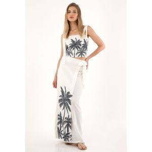 Camisa crop con diseño de palmeras para mujer