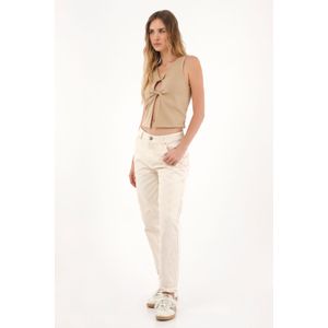 Camiseta manga sisa con detalle entorchado crudo para mujer
