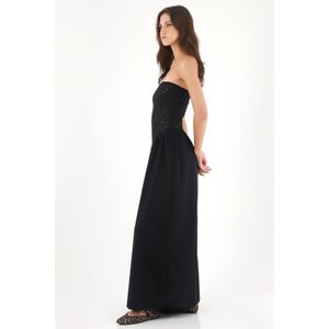 Vestido largo strapless negro para mujer