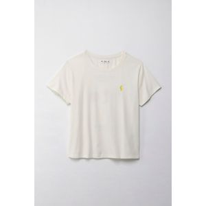 Camiseta con estampado en frente y espalda crudo para mujer