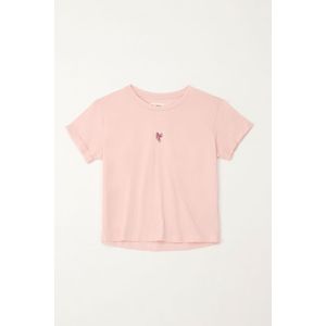 Camiseta básica estampada rosada para niña