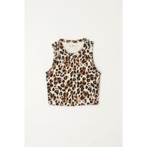 Camiseta crop de estampado animal print para niña