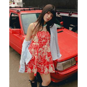 Vestido Corto De Tiras Estampado