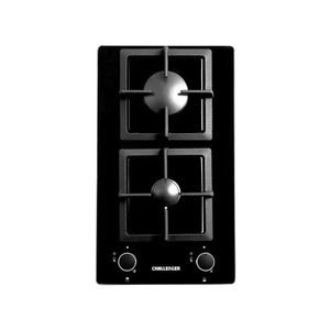 Estufa Empotrar Challenger 30cm 2 Puestos Gas Natural Negro - Potencia 12000 BTU - Procesador de Gas Natural - 2 Puestos