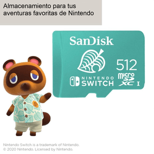 Tarjeta Micro SDXC 512GB Sandisk / Nintendo Switch, 100MB/s