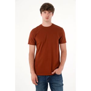 Camiseta manga corta en 100% algodón café para hombre