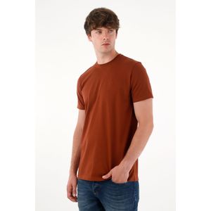 Camiseta manga corta en 100% algodón café para hombre