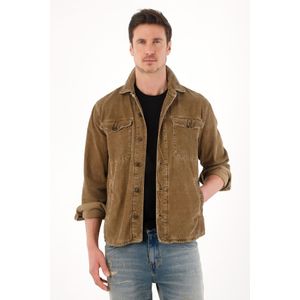 Abrigo en corduroy café para hombre