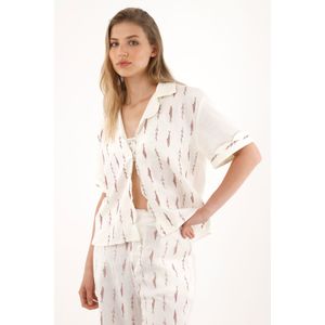 Camisa manga corta con estampado de peces para mujer