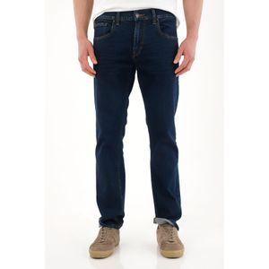 Jean Recto de tiro medio azul oscuro para hombre