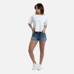 Short 5 Bolsillos Color Azul Medio Para Mujer