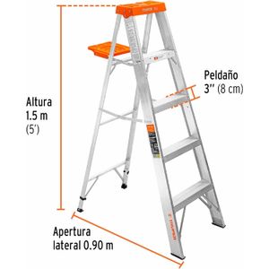 Escalera de tijera tipo ll 5 peldaños y bandeja Truper EST-25