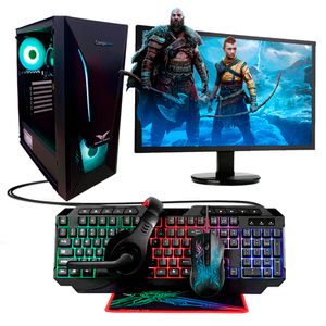 Equipo De Escritorio Gamer Ryzen 5 5600G Ssd 512Gb Ram 16Gb 21.5? FHD Win 11 Mas Diadema RGB
