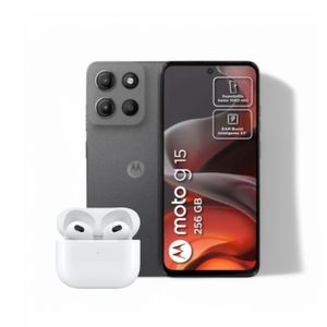 Celular MOTOROLA G15 4GB 256GB Gris con  audífonos inalámbricos