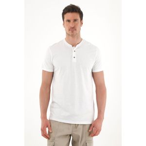 Camiseta de cuello neru blanca para hombre