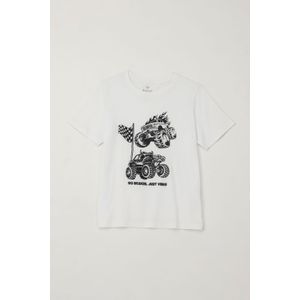 Camiseta básica con estampado blanca para niño