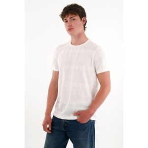 Camiseta básica a rayas crudo para hombre