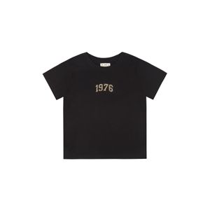 Camiseta manga corta estampada negra para mujer