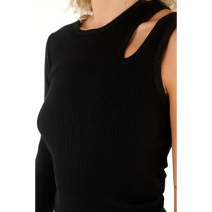 Camiseta de una sola manga negra para mujer