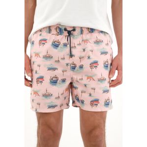 Pantaloneta de baño con estampado de barcos y veleros para hombre