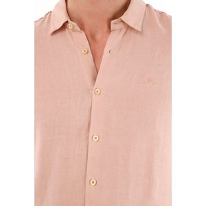 Camisa en 100% lino con bordado rosada para hombre