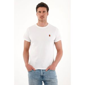 Camiseta de cuello redondo blanca para hombre