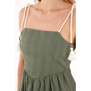 Vestido corto de tiras verde para mujer