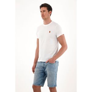 Camiseta de cuello redondo blanca para hombre
