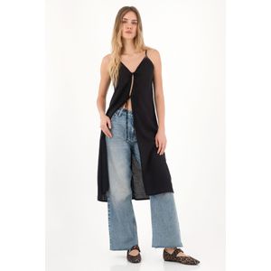 Cover Up con tiras en frente negro para mujer