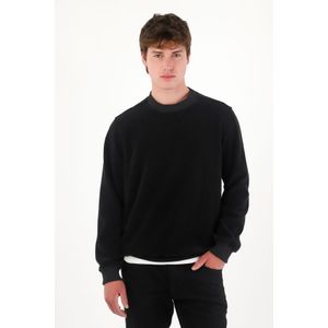 Buzo de diseño cerrado y tela afelpada negro para hombre