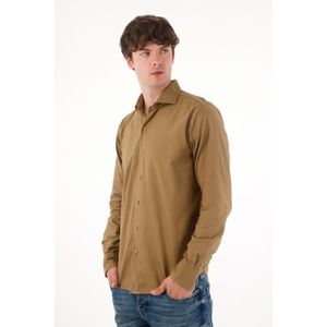 Camisa manga larga café para hombre