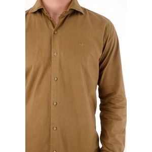 Camisa manga larga café para hombre