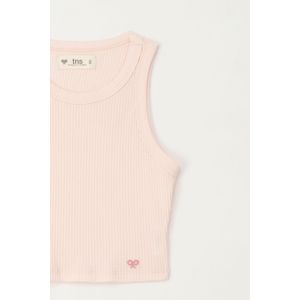 Camiseta manga sisa en rib rosado para niña