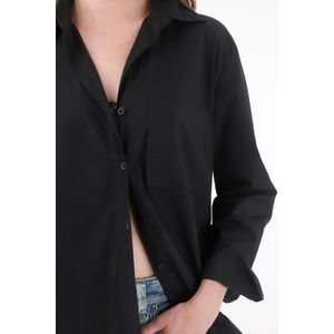 Camisa amplia en 100% algodón negro para mujer