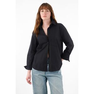Camisa amplia en 100% algodón negro para mujer