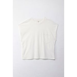 Camiseta manga corta con bolsillo crudo para mujer