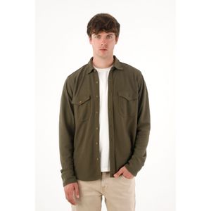 Buzo tipo camisa verde para hombre