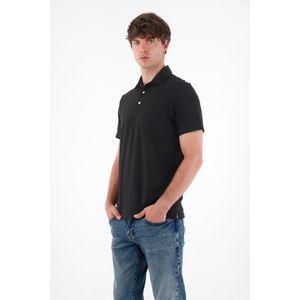 Polo con raqueta bordada negra para hombre